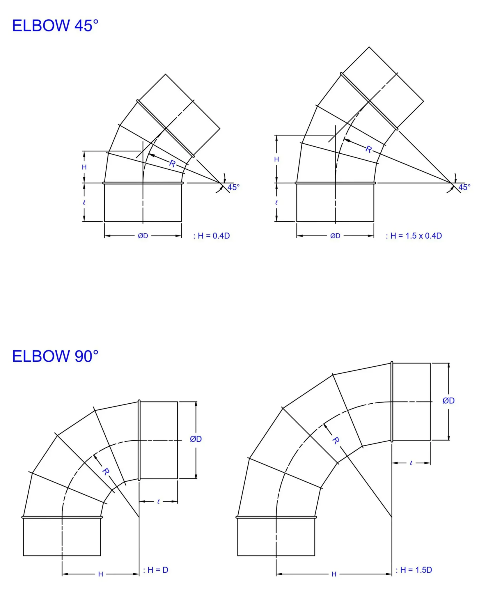 ASTEM Round Elbow Duct Drawing